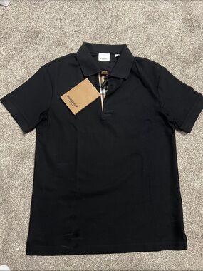 Burberry Black Polo with Signature Check Trim